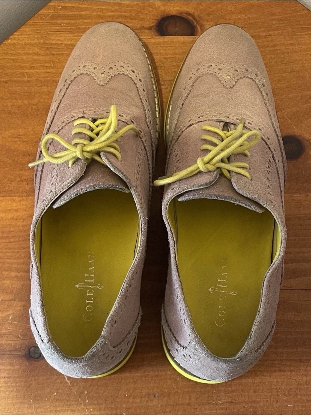 Cole Haan Alisa Oxford Shoes Wingtip Tan/Yellow Women’s Size 7 Leather Suede - Picture 5 of 7